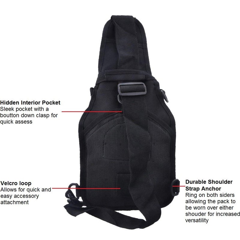 FAMI Outdoor Tactical Bag Backpack, Military Sport Bag Pack Sling Shoulder Backpack Tactical Satchel for Every Day Carry (Black) - Image 4